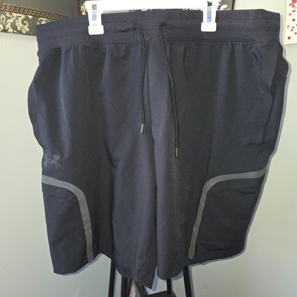 2x Under Armour Black Shorts w/ Side Zipper Pockets